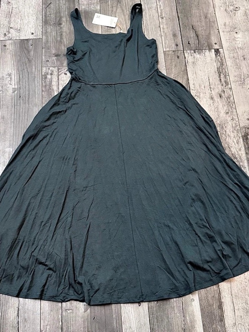 Quince Womens Tencel Jersey Fit & Flare Dress Dark Olive Green New NWT Medium - Picture 5 of 11
